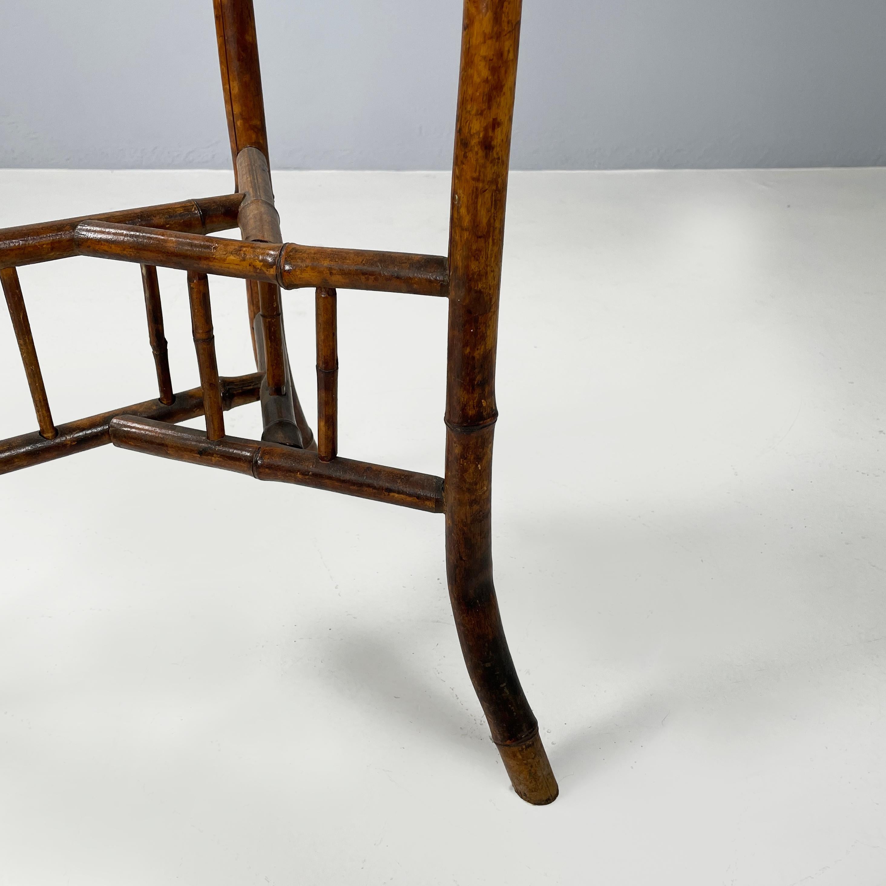 Table basse art déco italienne avec plateau en trèfle de bois rouge et bambou, 1900-1950s en vente 8