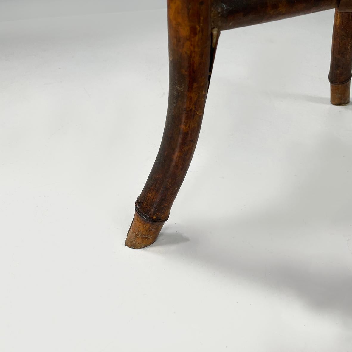 Table basse art déco italienne avec plateau en trèfle de bois rouge et bambou, 1900-1950s en vente 11