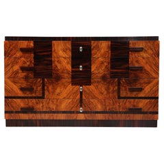 Commodo italiano Art Déco in noce e macassar