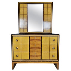 Italian Art Deco Chest of drawers with Standing Mirror