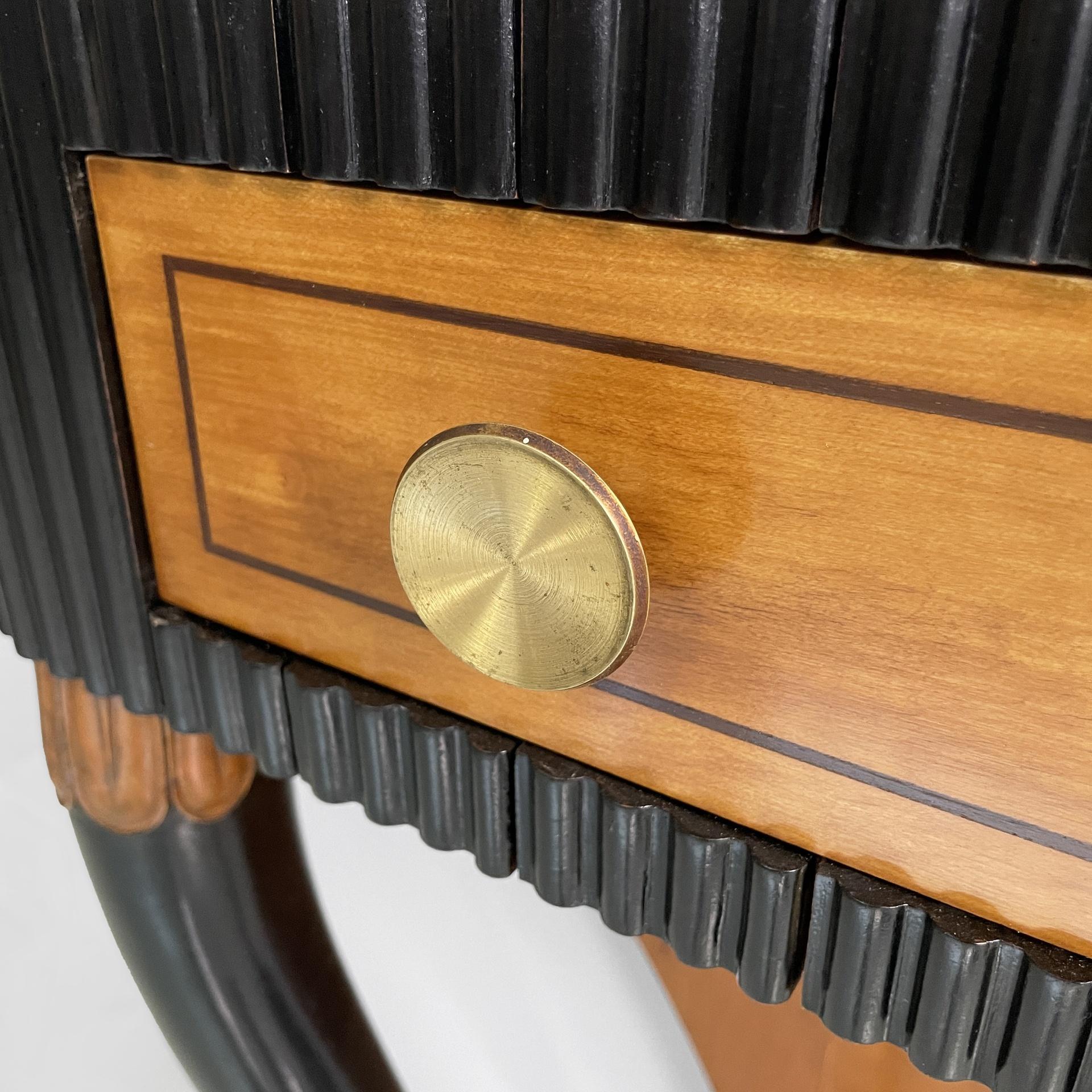 Italian Art Deco console in grissinato black wood, 1930s For Sale 5
