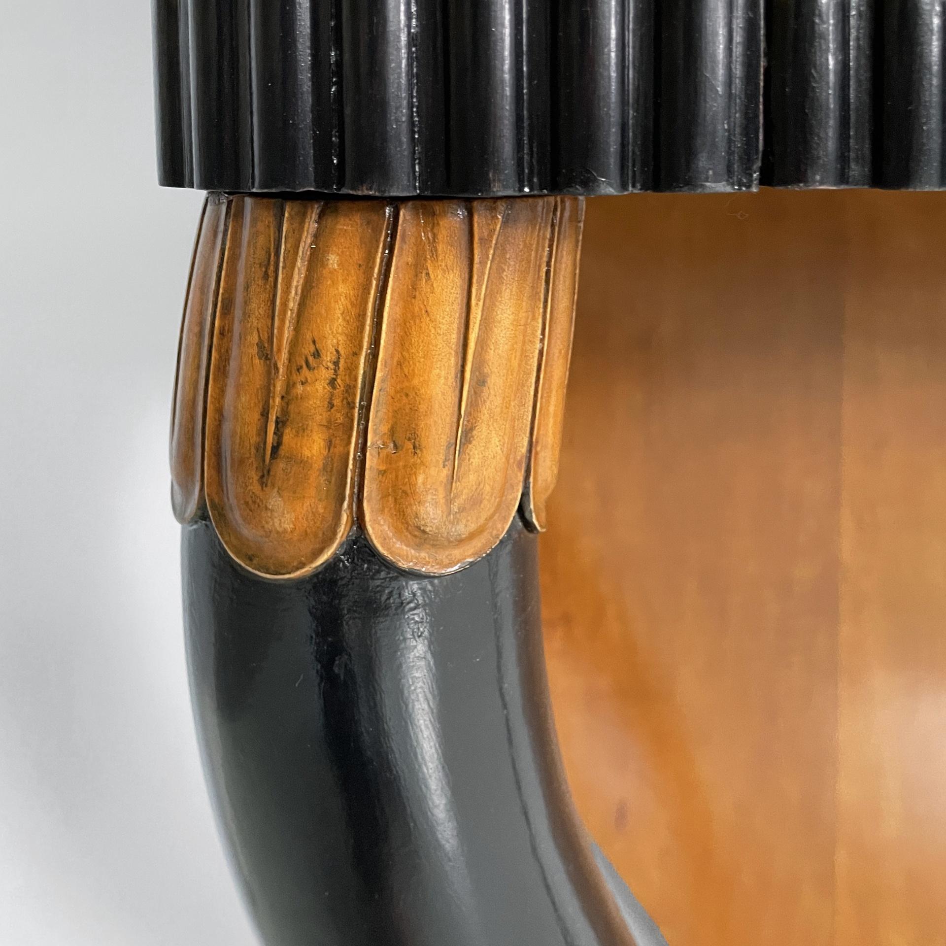 Italian Art Deco console in grissinato black wood, 1930s For Sale 7