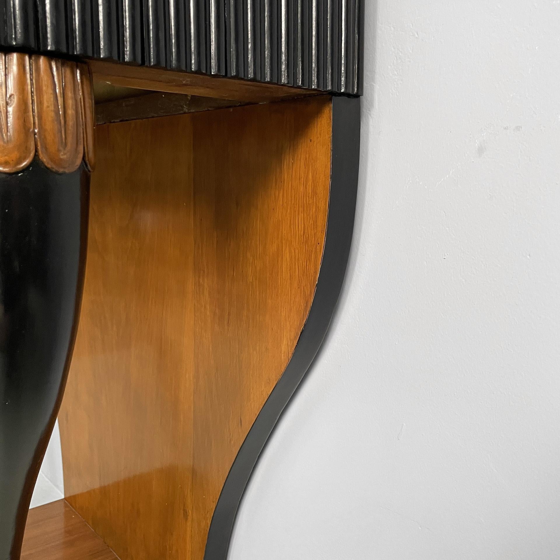 Italian Art Deco console in grissinato black wood, 1930s For Sale 9