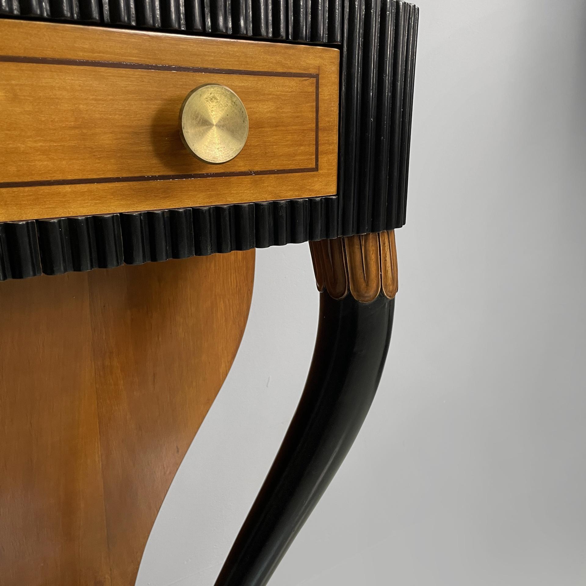 Italian Art Deco console in grissinato black wood, 1930s For Sale 10