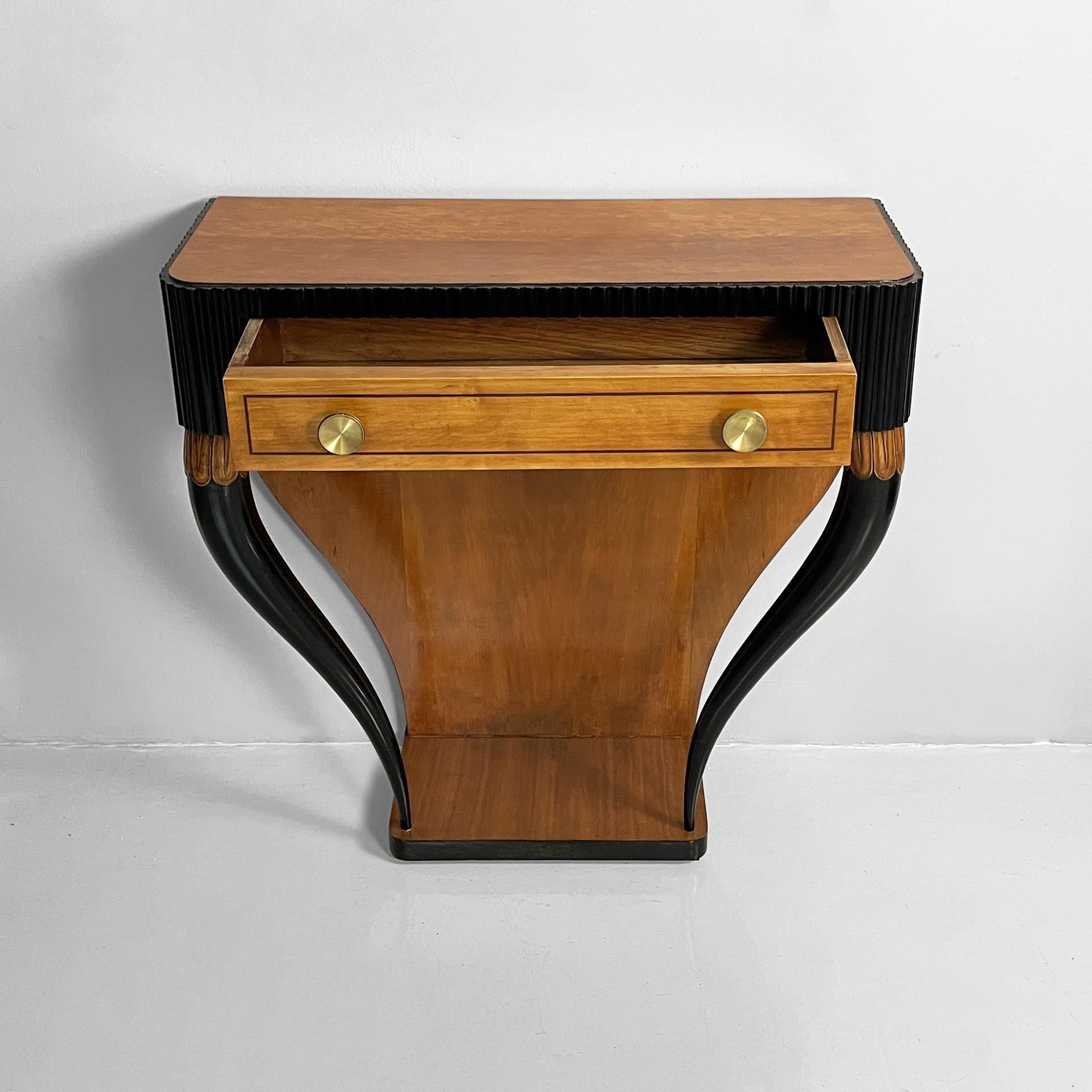 Italian Art Deco console in grissinato black wood, 1930s In Good Condition For Sale In MIlano, IT