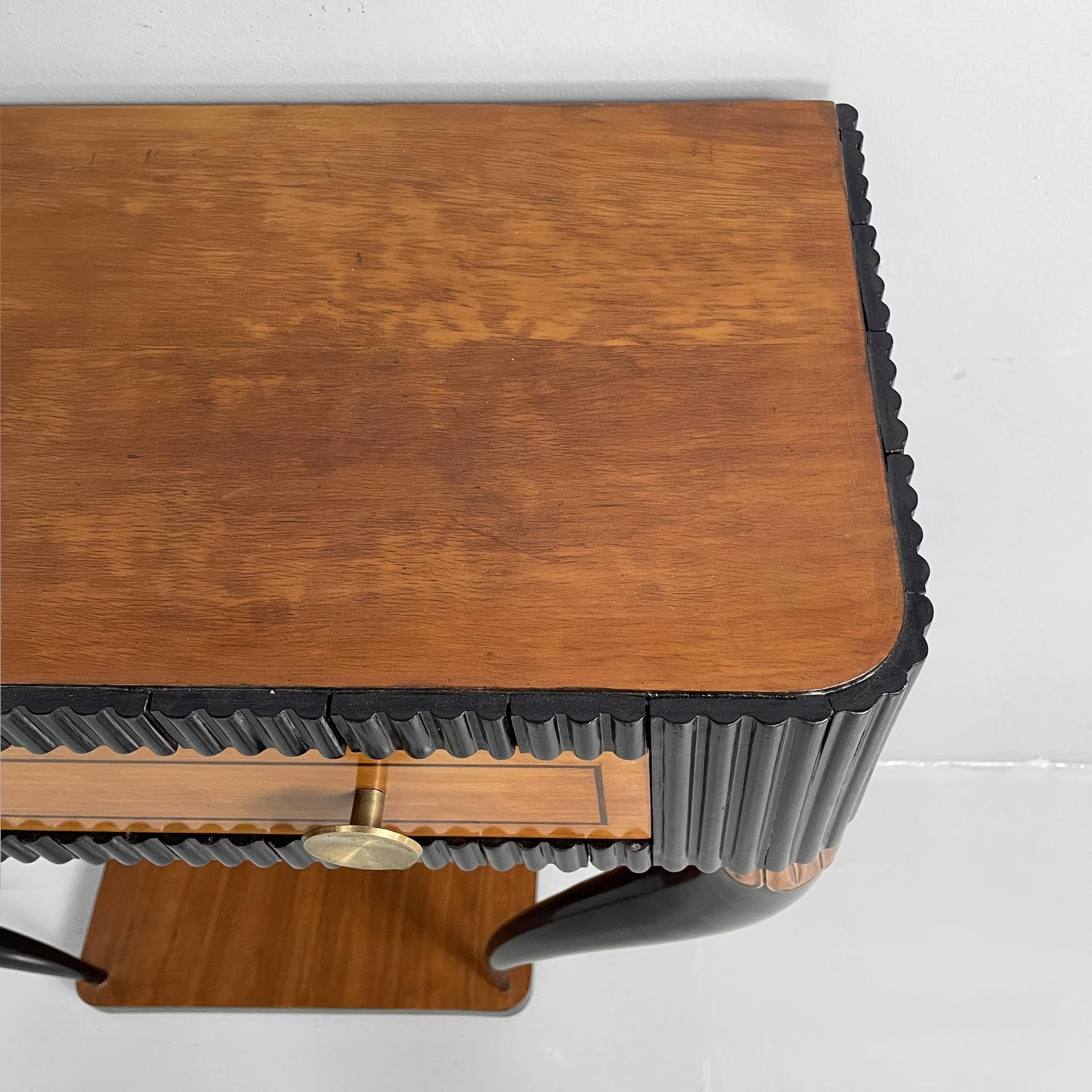 Italian Art Deco console in grissinato black wood, 1930s For Sale 1