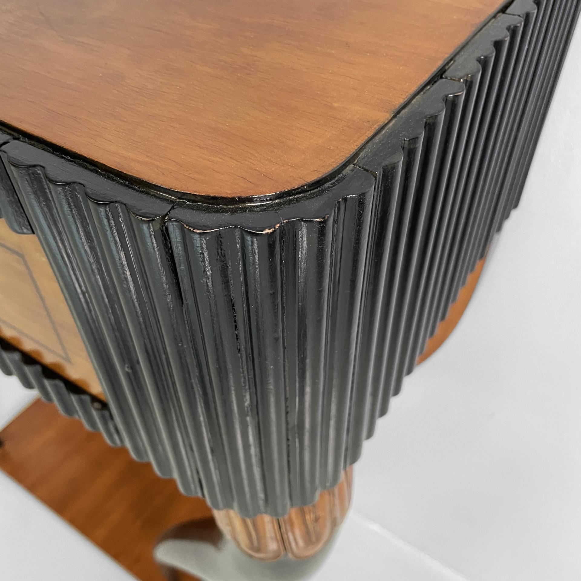 Italian Art Deco console in grissinato black wood, 1930s For Sale 3