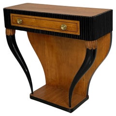 Italian Art Deco console in grissinato black wood, 1930s