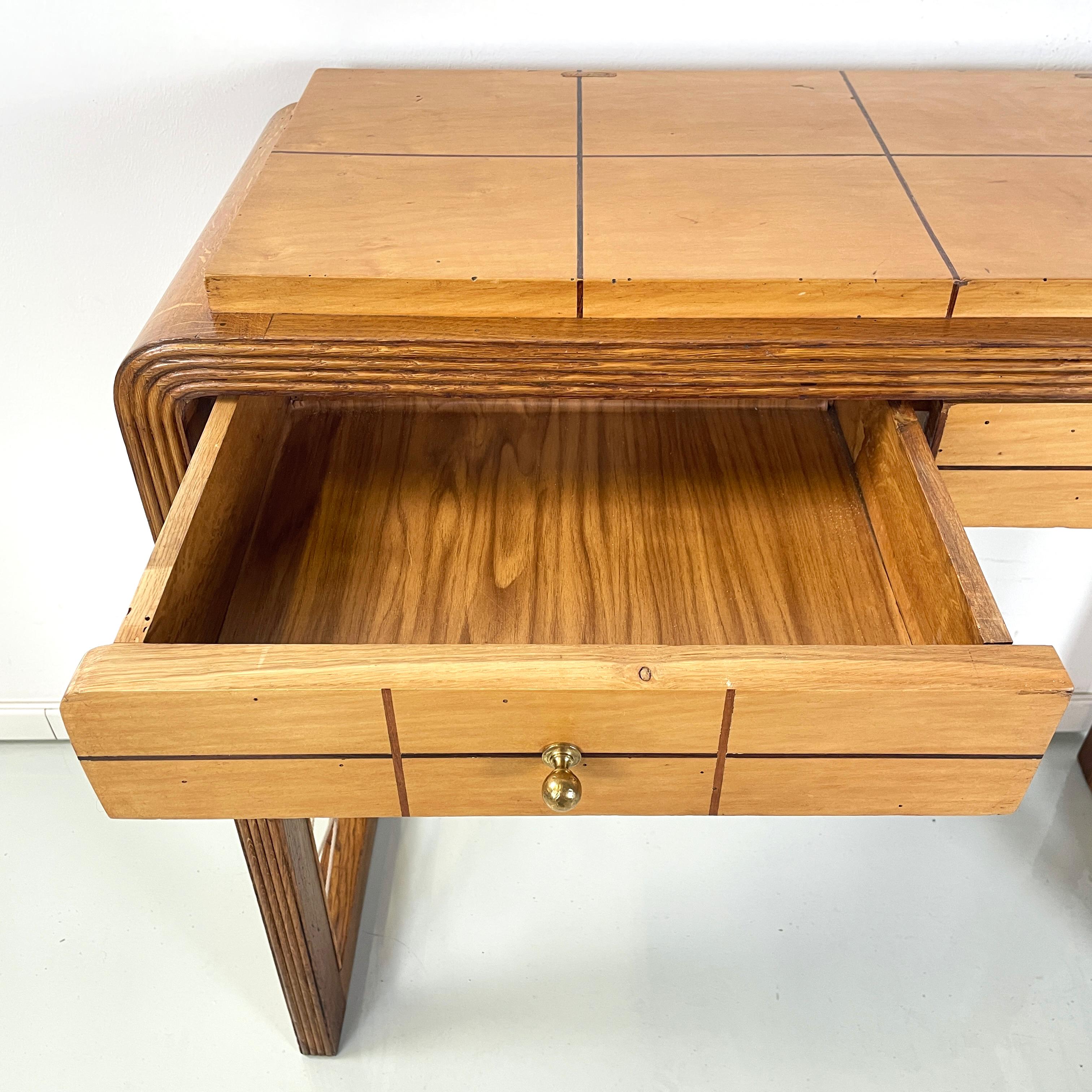 Italian art deco Console in wood with rope geometrical details, 1950s For Sale 7
