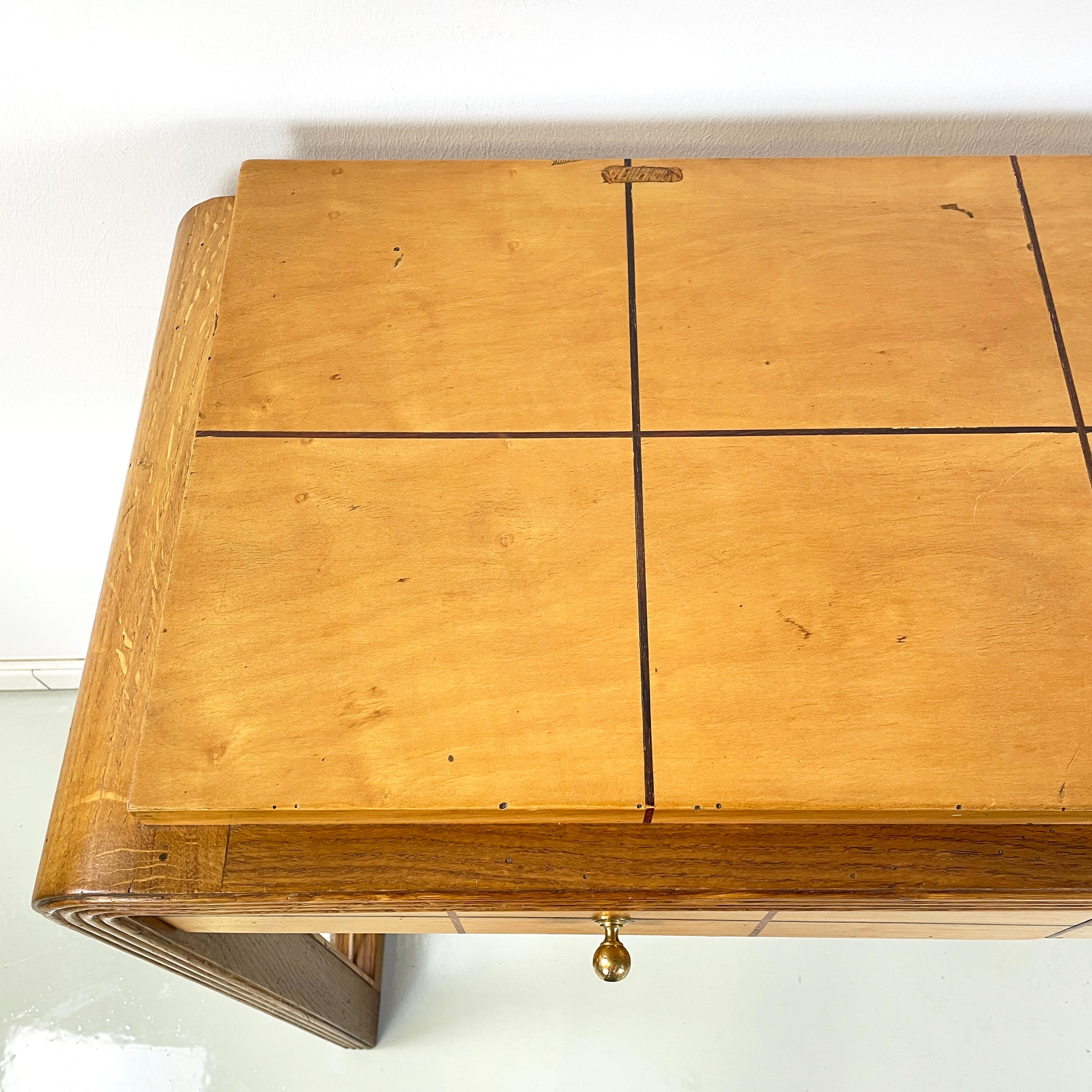 Italian art deco Console in wood with rope geometrical details, 1950s For Sale 8