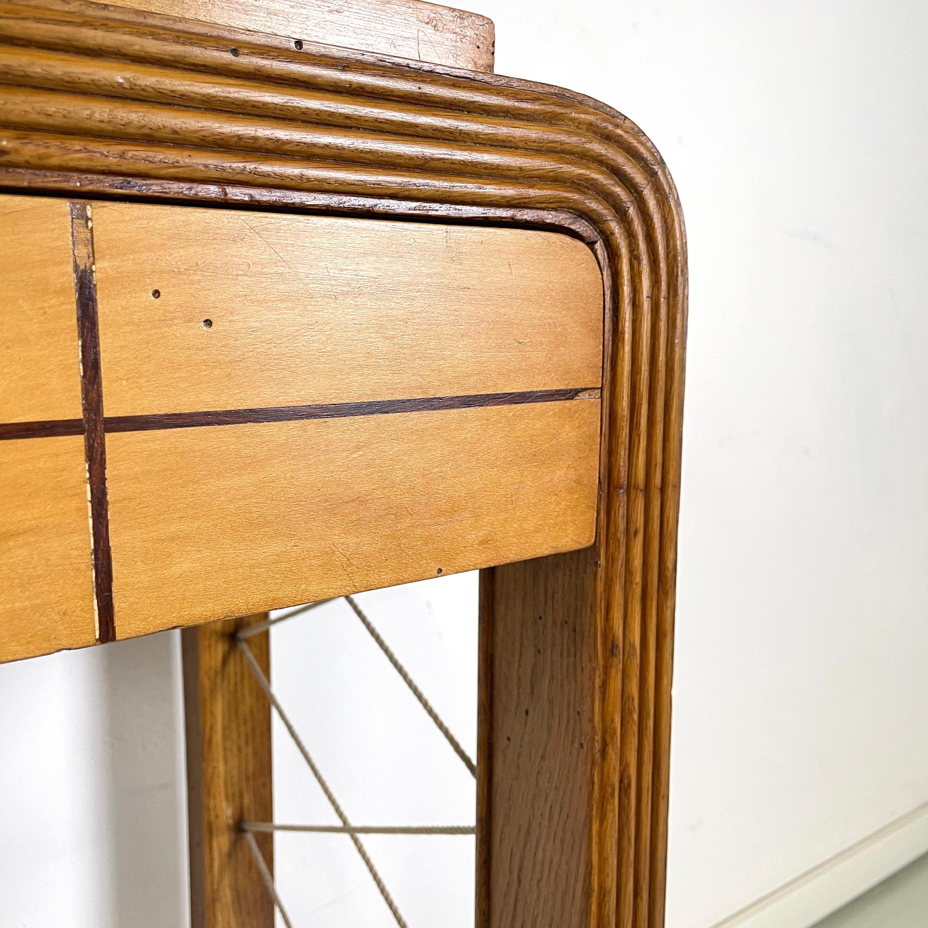 Italian art deco Console in wood with rope geometrical details, 1950s For Sale 9