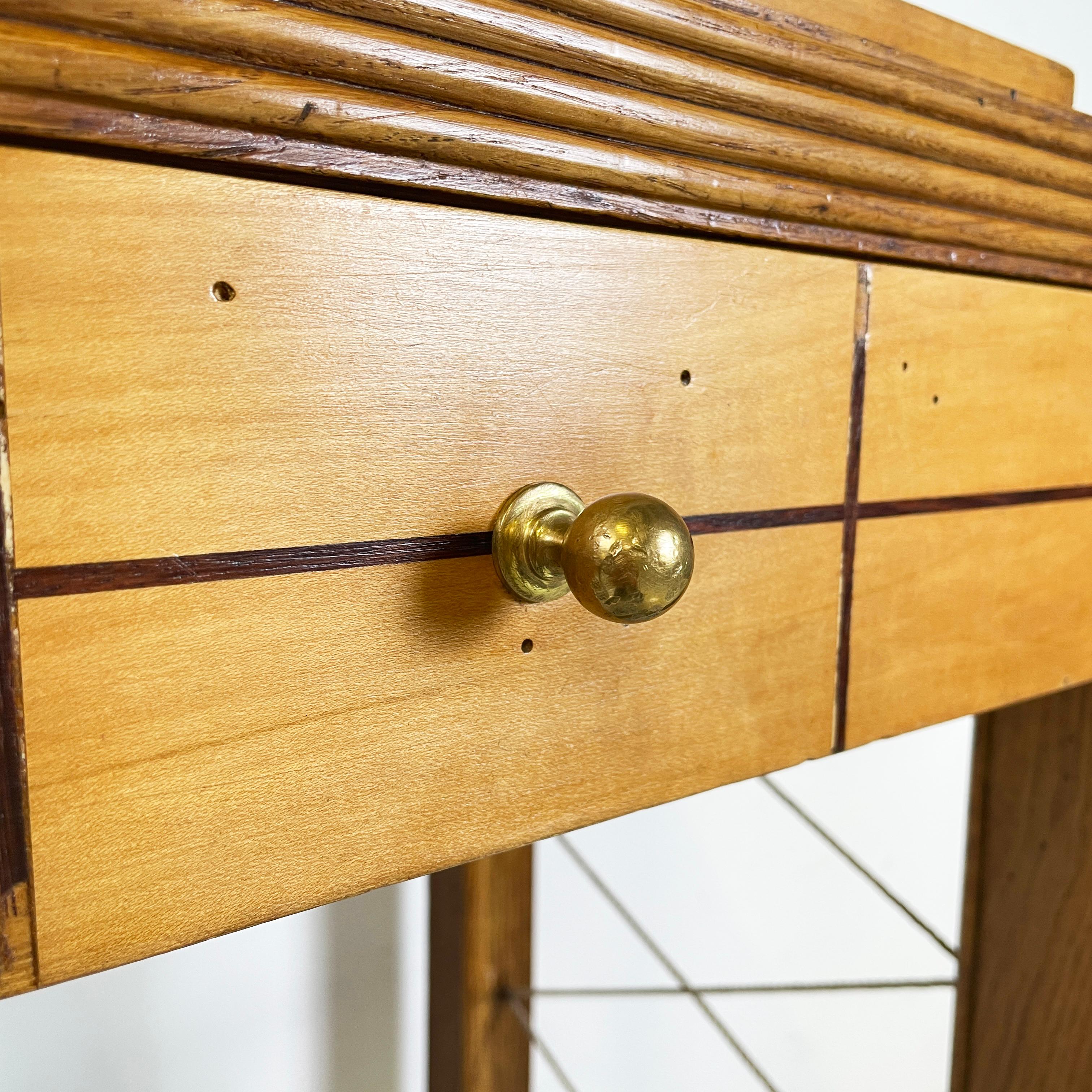 Italian art deco Console in wood with rope geometrical details, 1950s For Sale 11