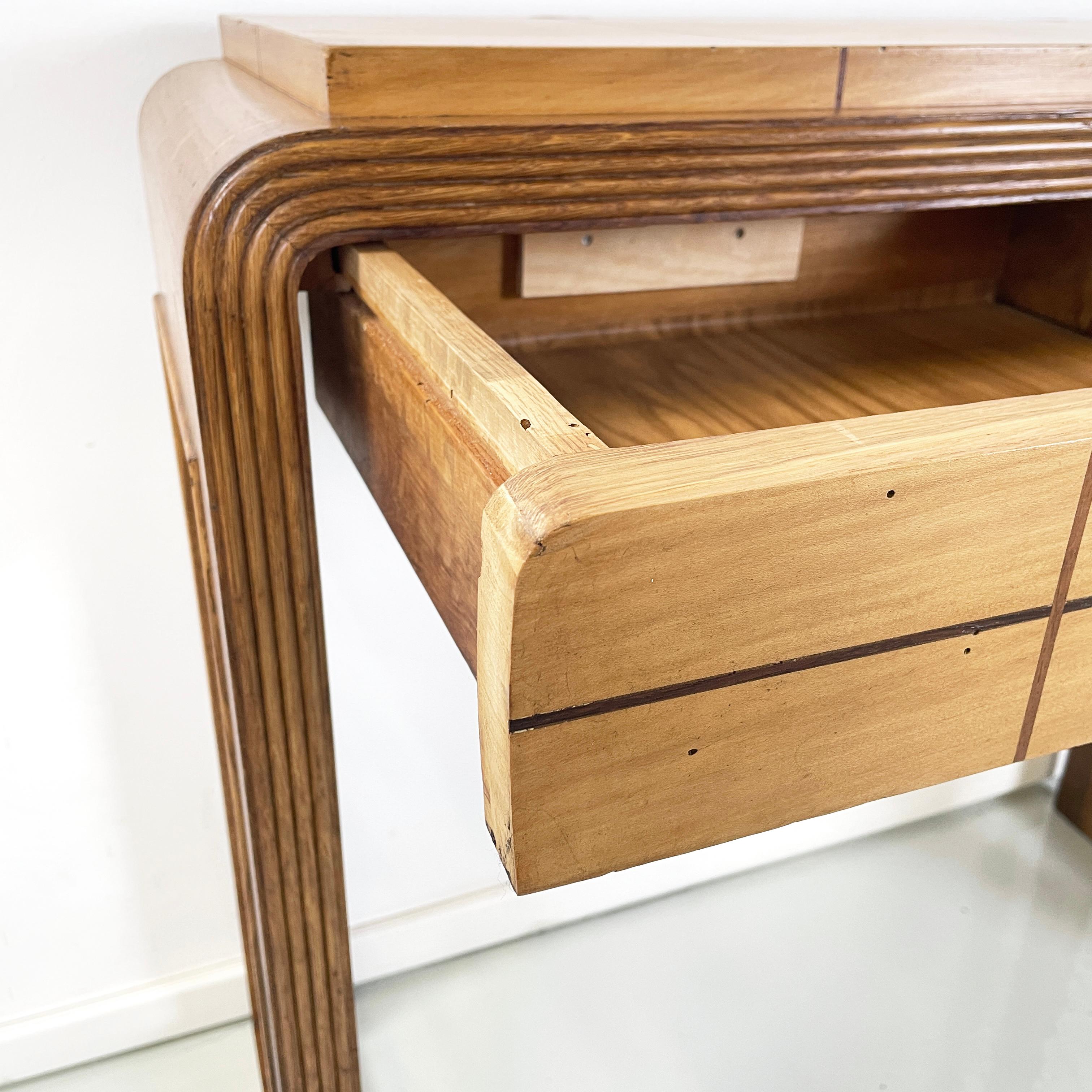 Italian art deco Console in wood with rope geometrical details, 1950s For Sale 2