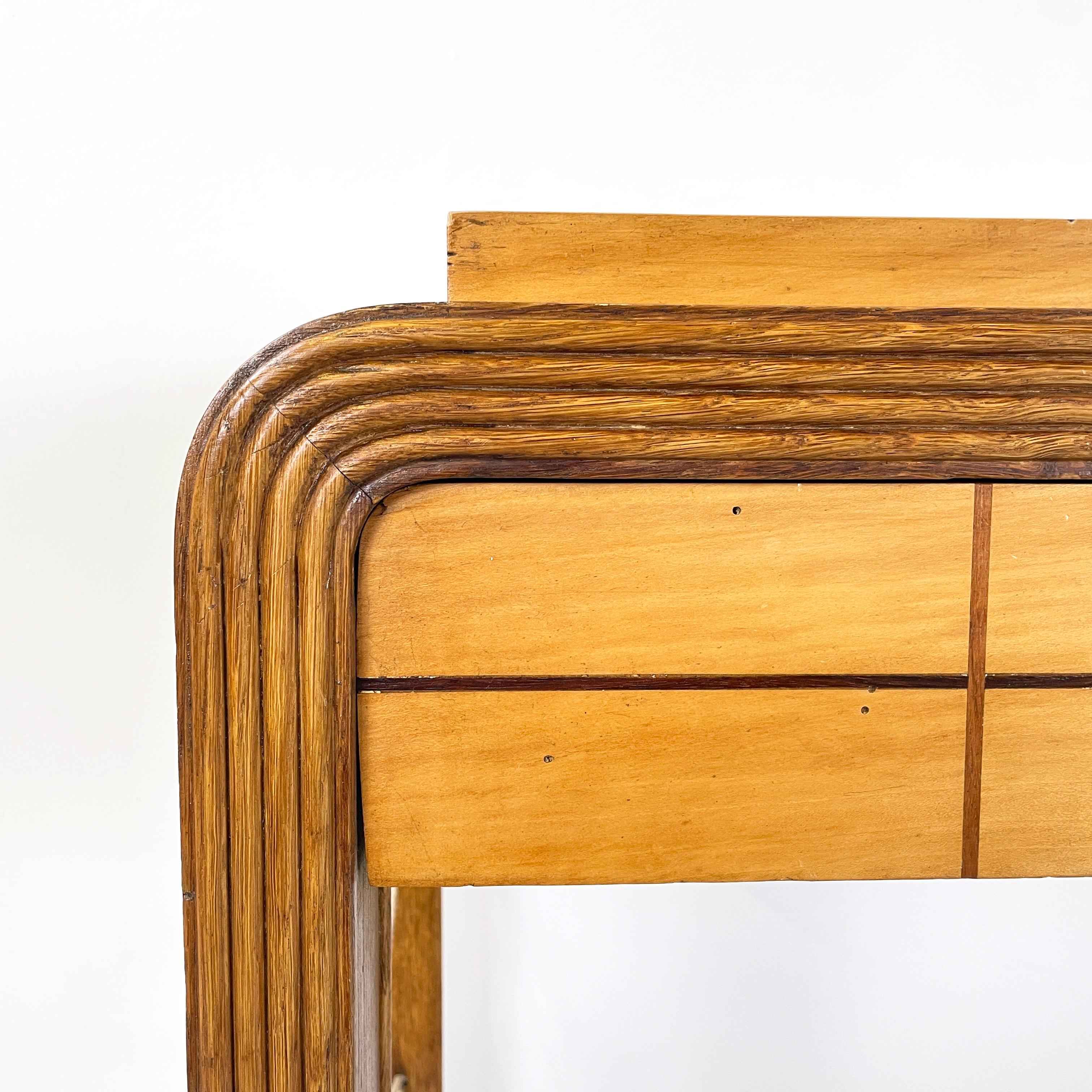 Italian art deco Console in wood with rope geometrical details, 1950s For Sale 3