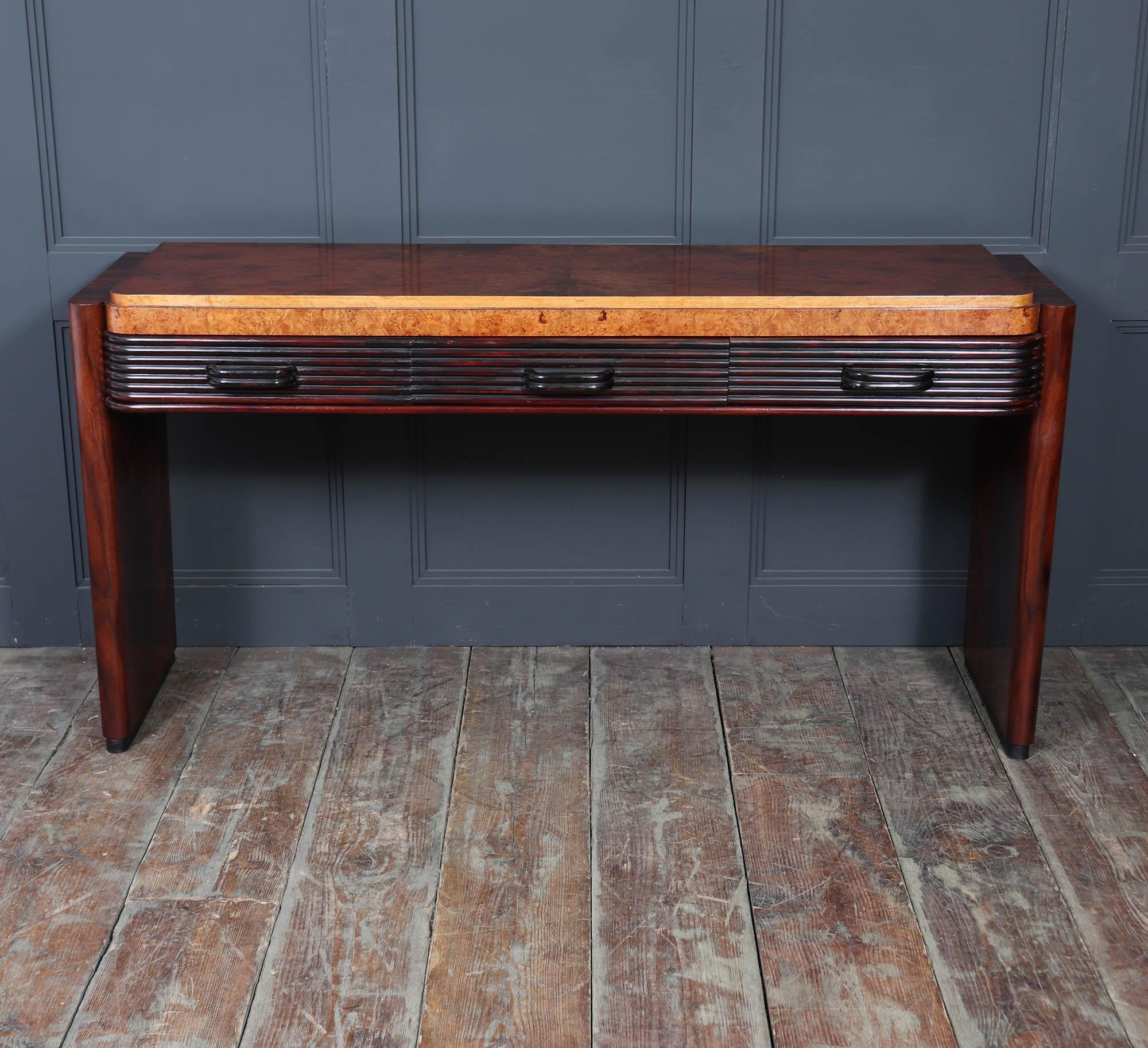 Maple Italian Art Deco Console Table For Sale