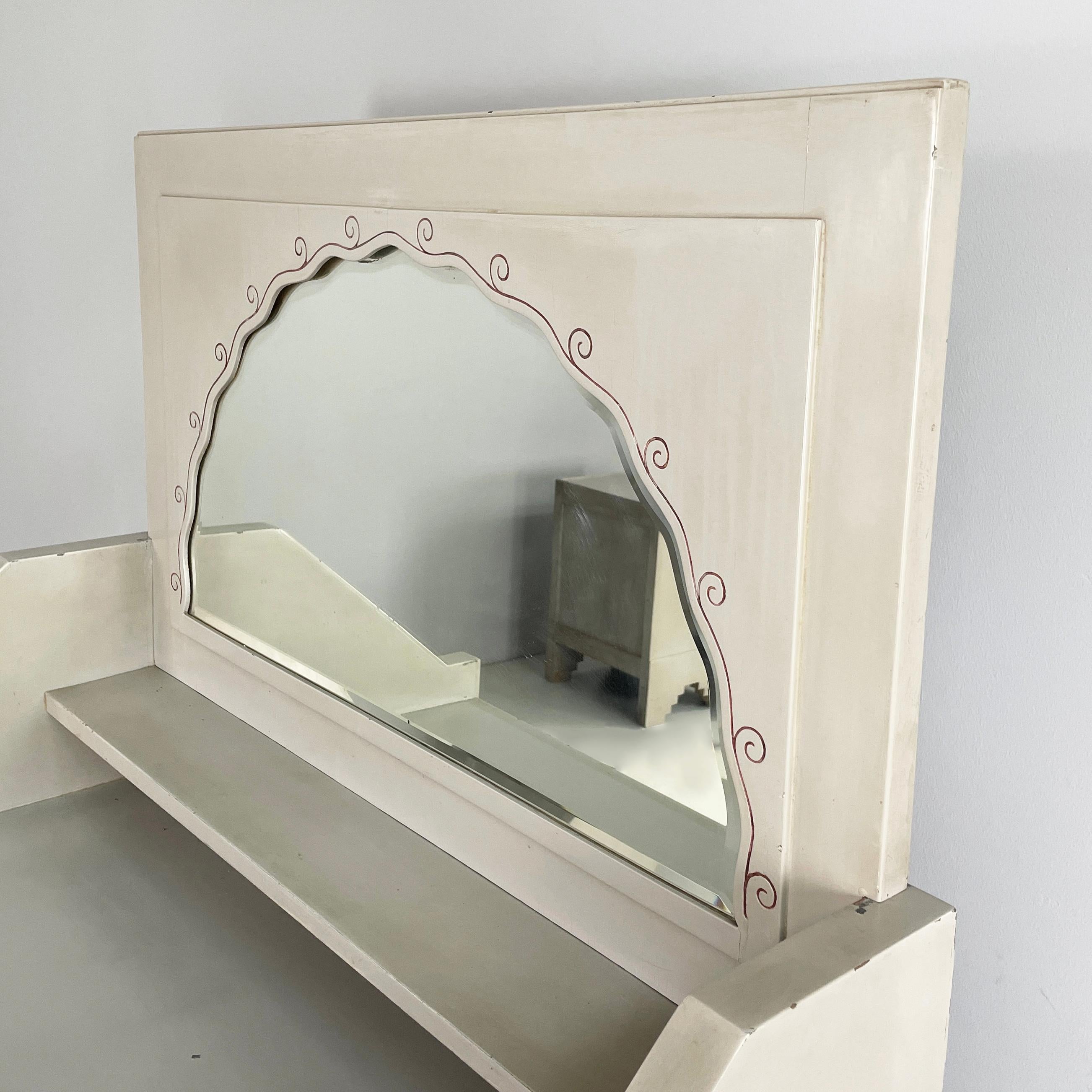 Italienische Konsole mit Spiegel von Gino Maggioni Atelier Borsani Varedo, 1920-1930er Jahre (Mitte des 20. Jahrhunderts) im Angebot