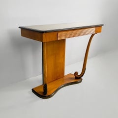 Console italienne Art déco en bois et verre, années 1930