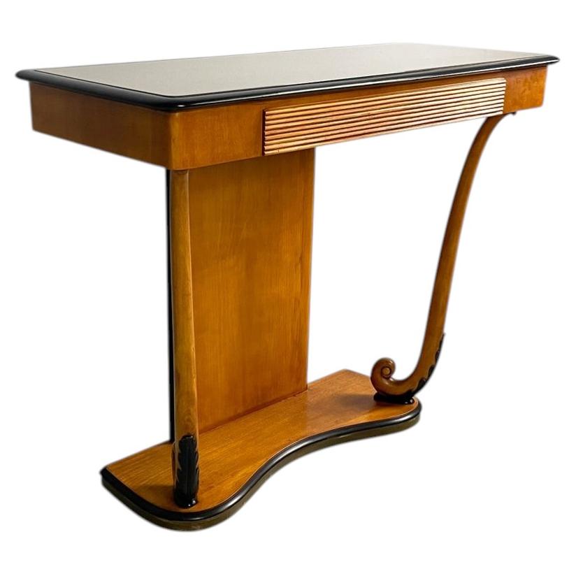 Italian Art Deco consolle in wood and glass, 1930s