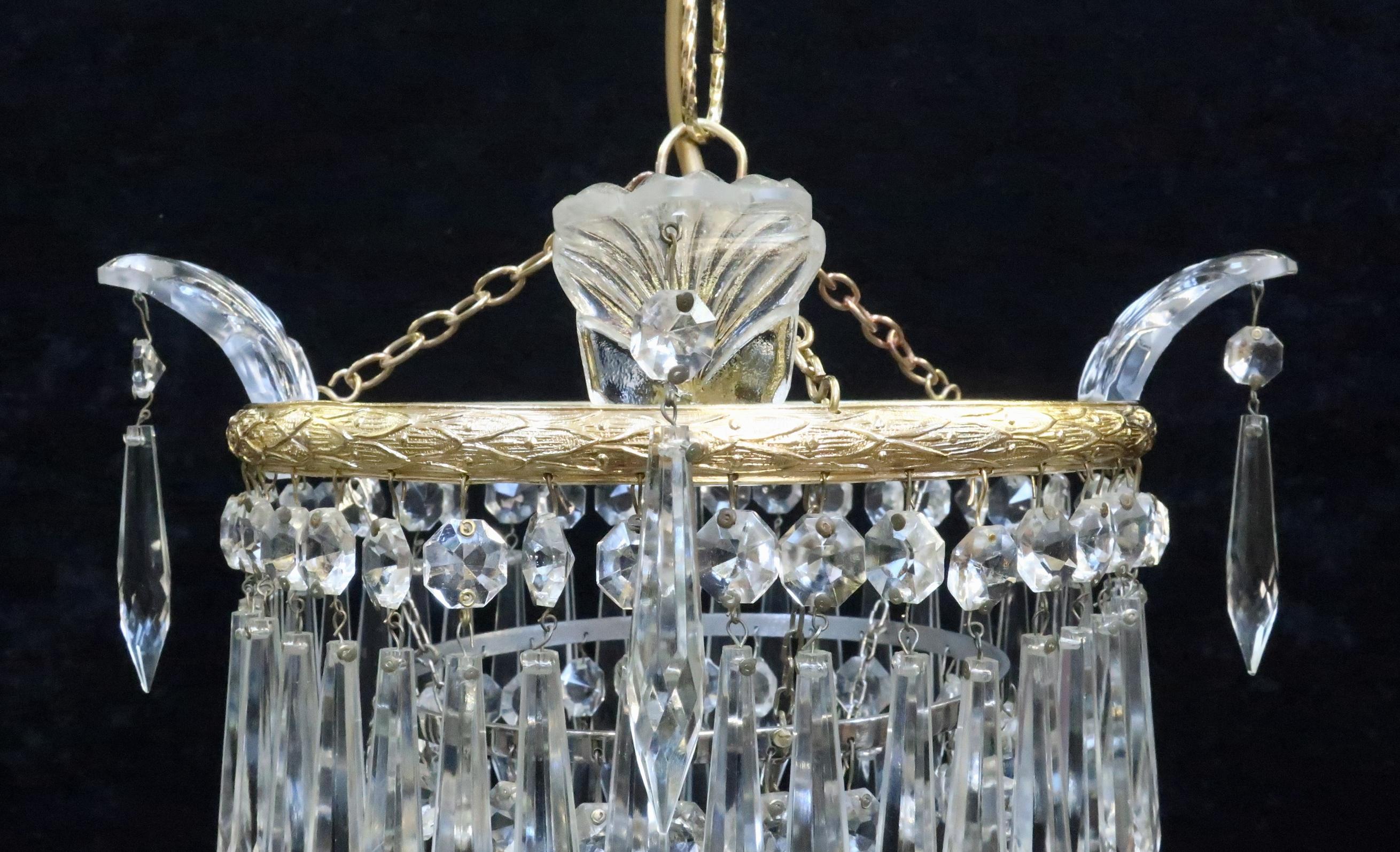 20th Century Italian Art Deco Crystal Glass Three-Tier Chandelier