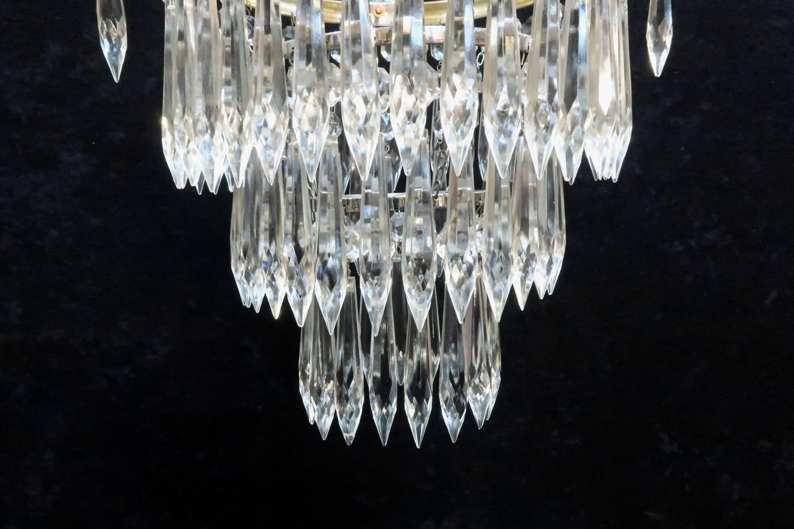 Italian Art Deco Crystal Glass Three-Tier Chandelier 1
