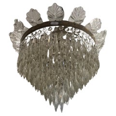 Italian Art Deco Crystal Plafonnier Chandelier with 100 Prisms, 1920s