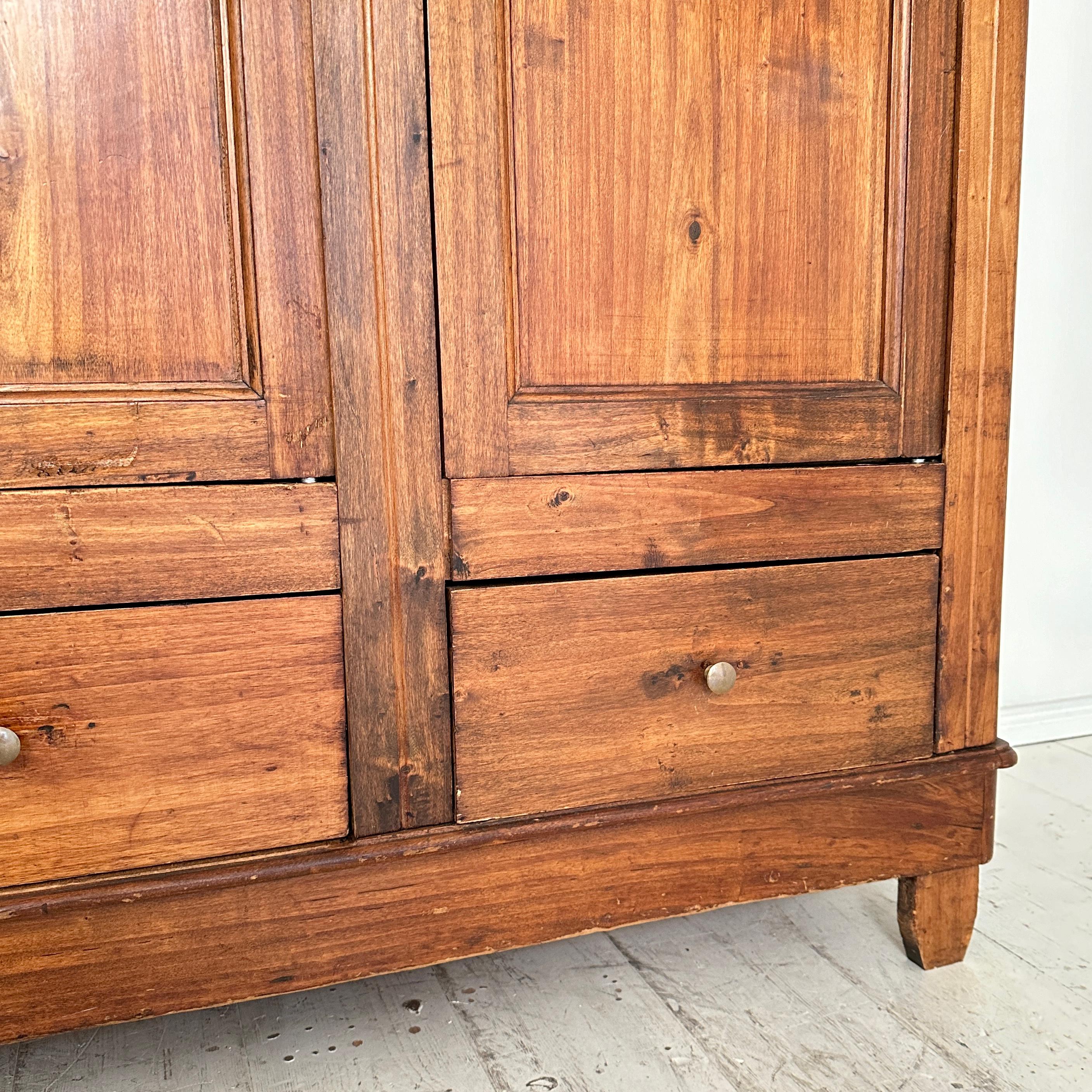 Italian Art Deco Cupboard in Brown Wood with 3 Doors and 2 Drawers, around 1920 2