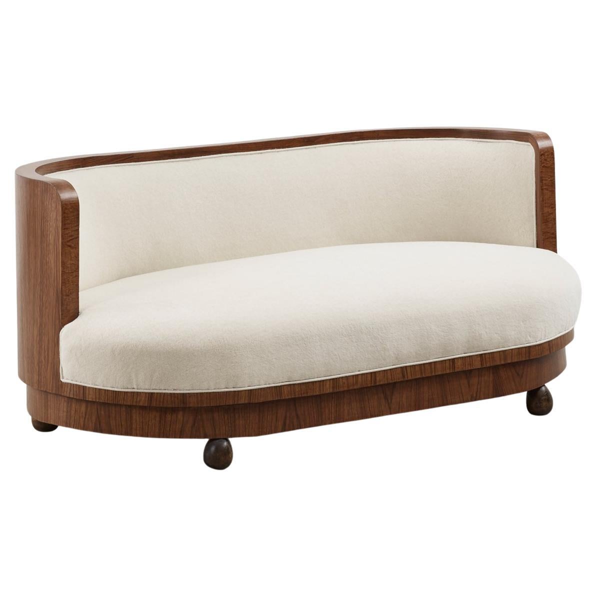 Italian Art Deco curved loveseat, 1920s