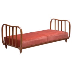 Italian Art Deco Daybed with Red Coral Velvet Upholstery 