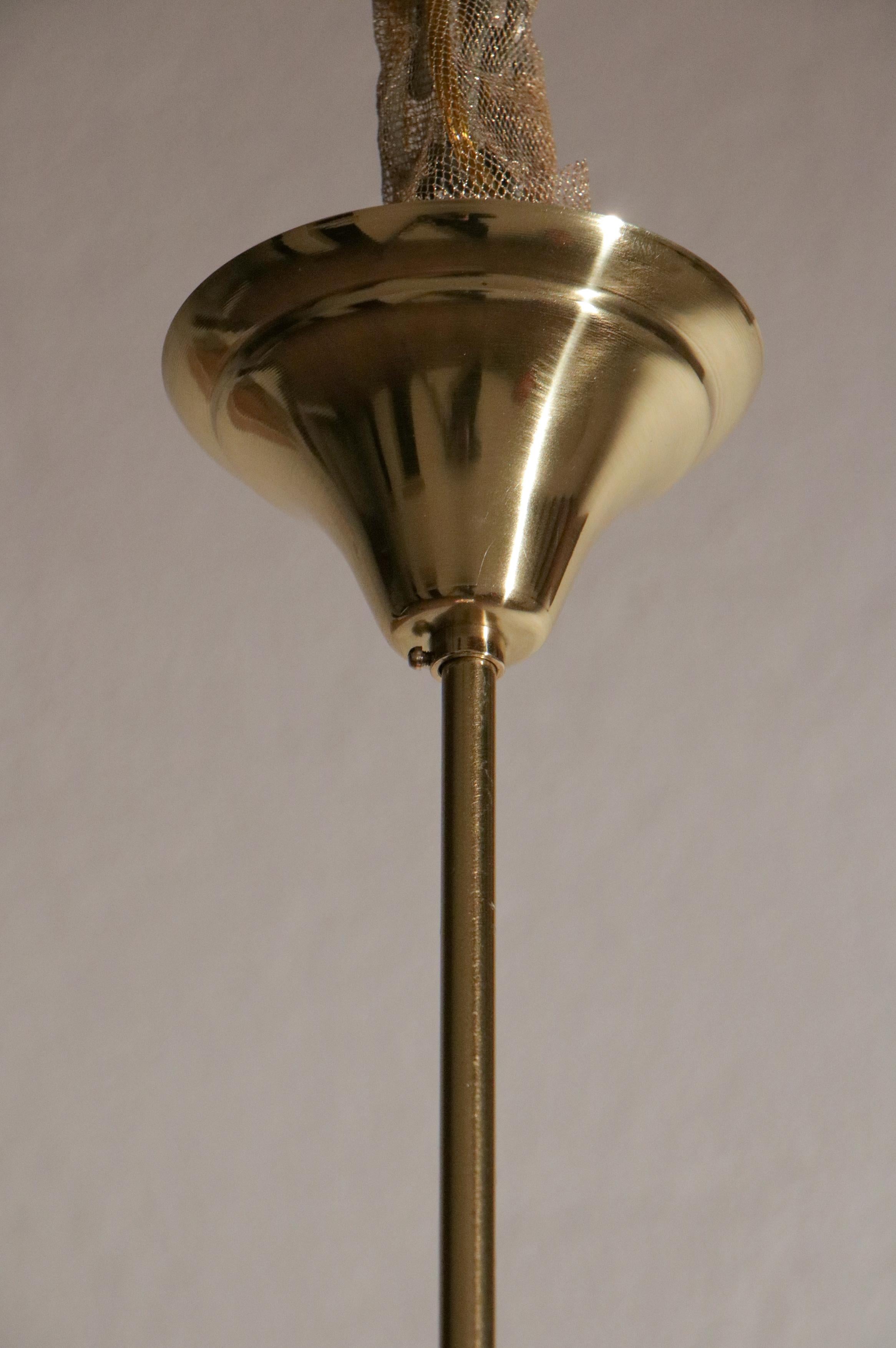 Lampe suspendue italienne Art Déco décorative en verre satiné, années 1950 en vente 3