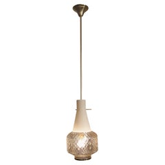 Lampe suspendue italienne Art Déco décorative en verre satiné, années 1950