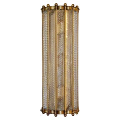 Italienische Art Deco Design Kristall Murano Glas Halbmond Bronze Finish Sconce