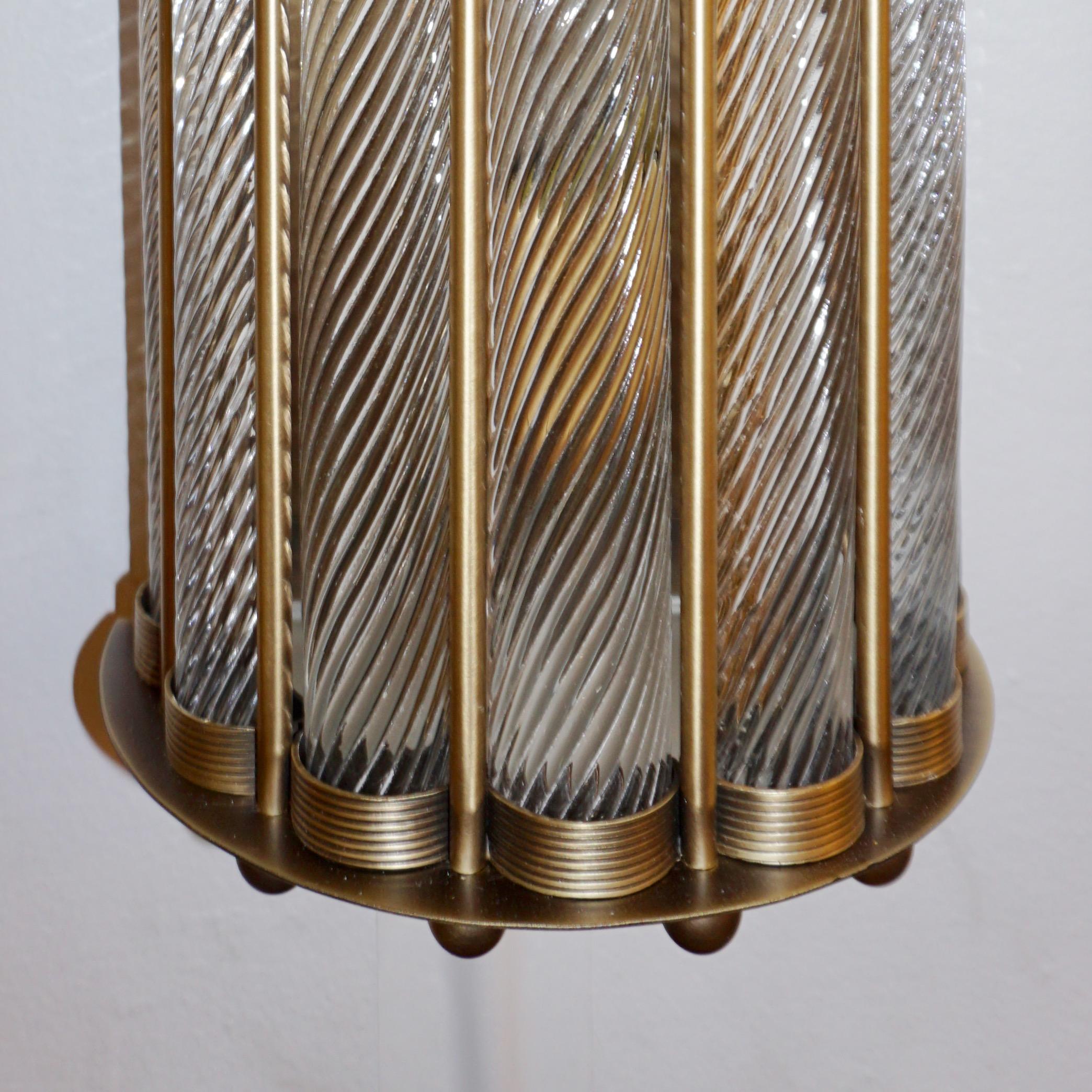 Italian Art Deco Design Crystal Murano Glass Half Moon Bronze Finish Sconces For Sale 4