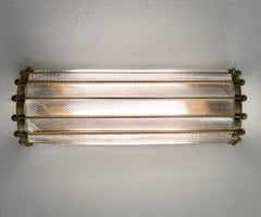 Italian Art Deco Design Crystal Murano Glass Half Moon Bronze Finish Wall Light