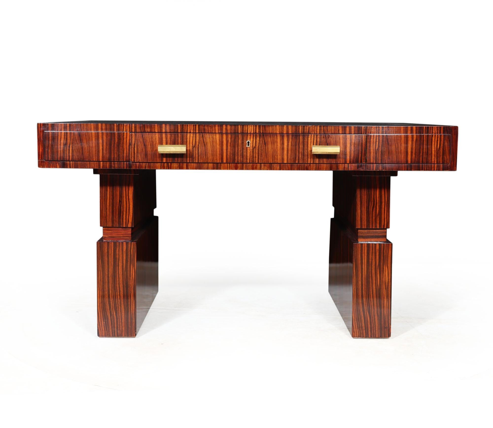 Italian Art Deco Desk in Macassar Ebony In Good Condition In Paddock Wood Tonbridge, GB