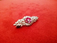 Italian Art Deco Diamond Rubies Brooch