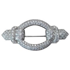 Italian Art Deco Diamond White Gold Circular Brooch