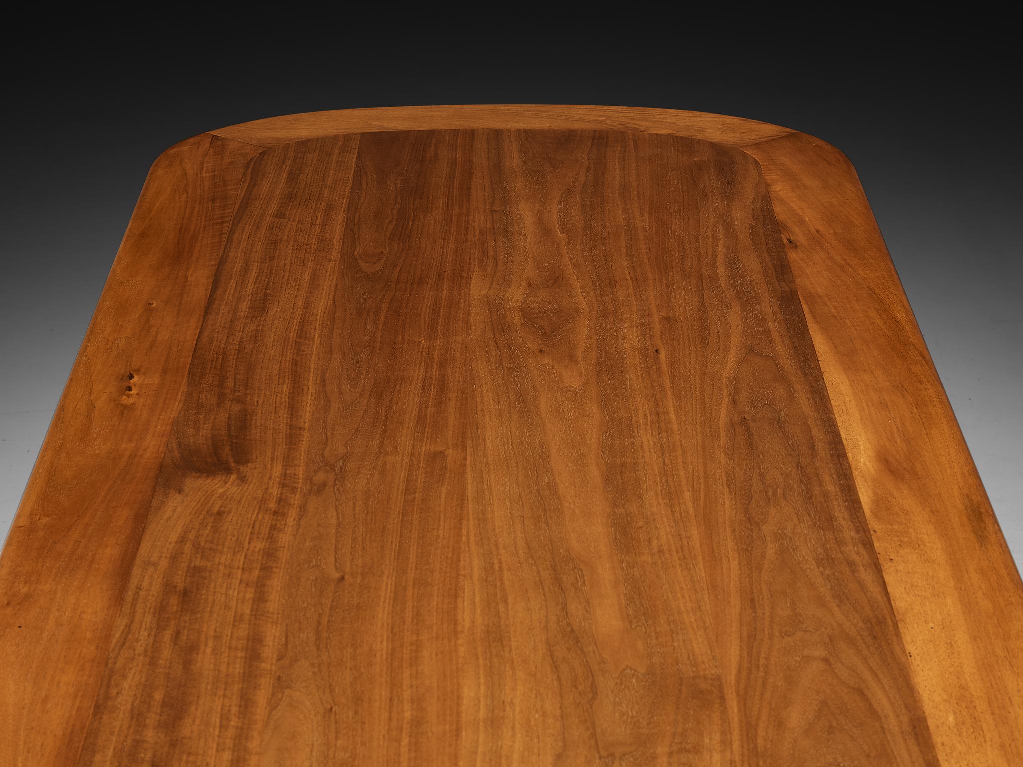 Italian Art Deco Dining Table in Walnut with Sculptural Base en venta 3