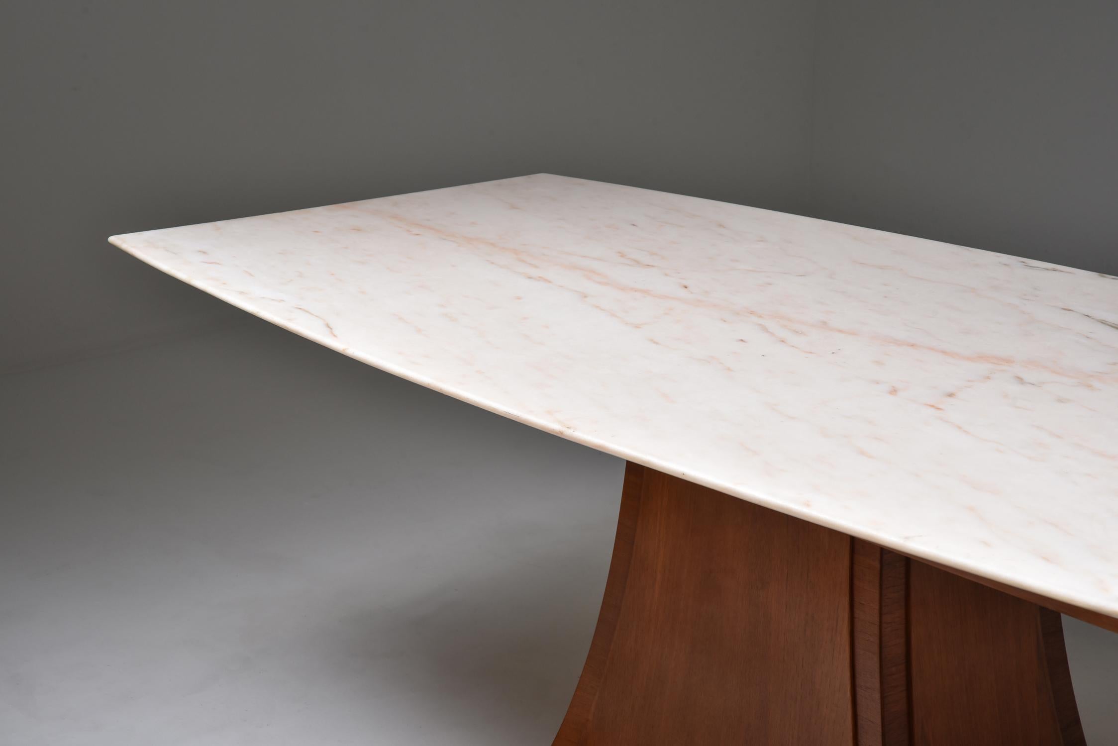 Italian Art Deco Dining Table with Marble Top, Japan Inspired, 1940s 7