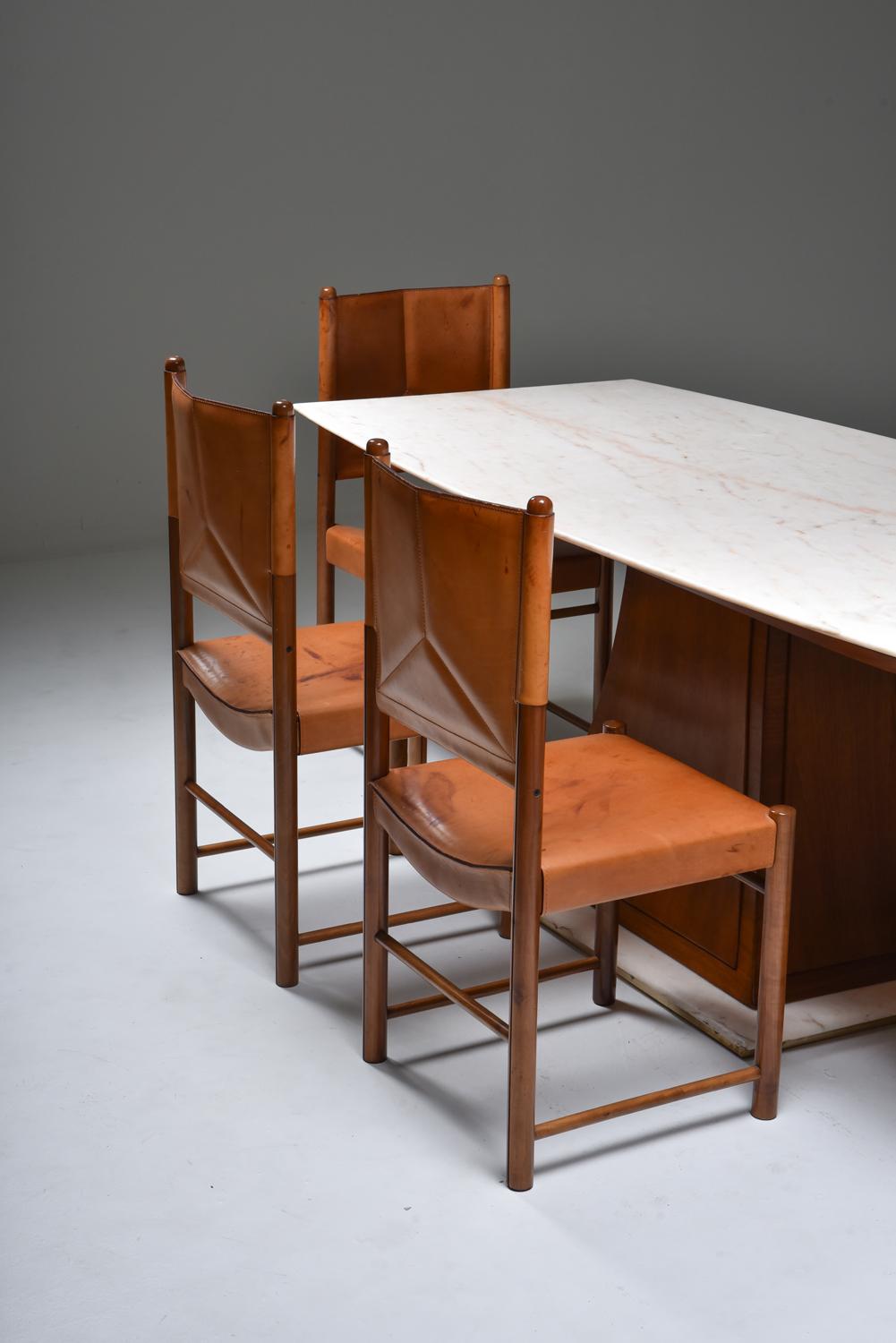 Italian Art Deco Dining Table with Marble Top, Japan Inspired, 1940s 10