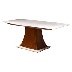 Italian Art Deco Dining Table with Marble Top, Japan Inspired, 1940s