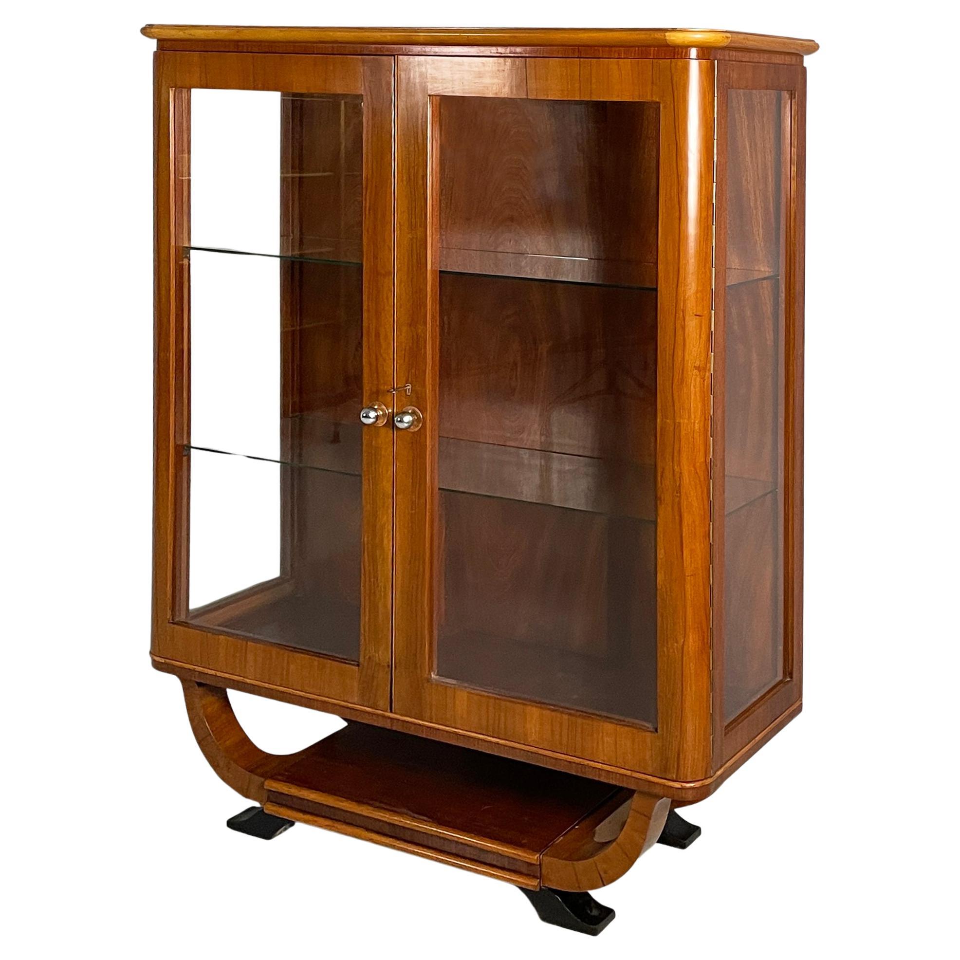 Italian Art Deco display cabinet in wood and glass, 1930s