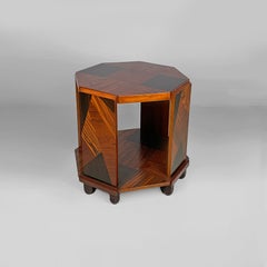 Italian Art Deco double hexagonal top coffe table in wood, 1930s