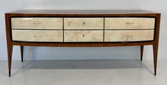 Italian Art Deco Dresser Attr. to Paolo Buffa in Walnut and Parchment, 1950s