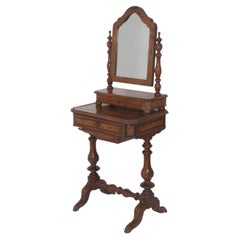 Italian Art Deco dressing table or vanity console with mirror and several drawers