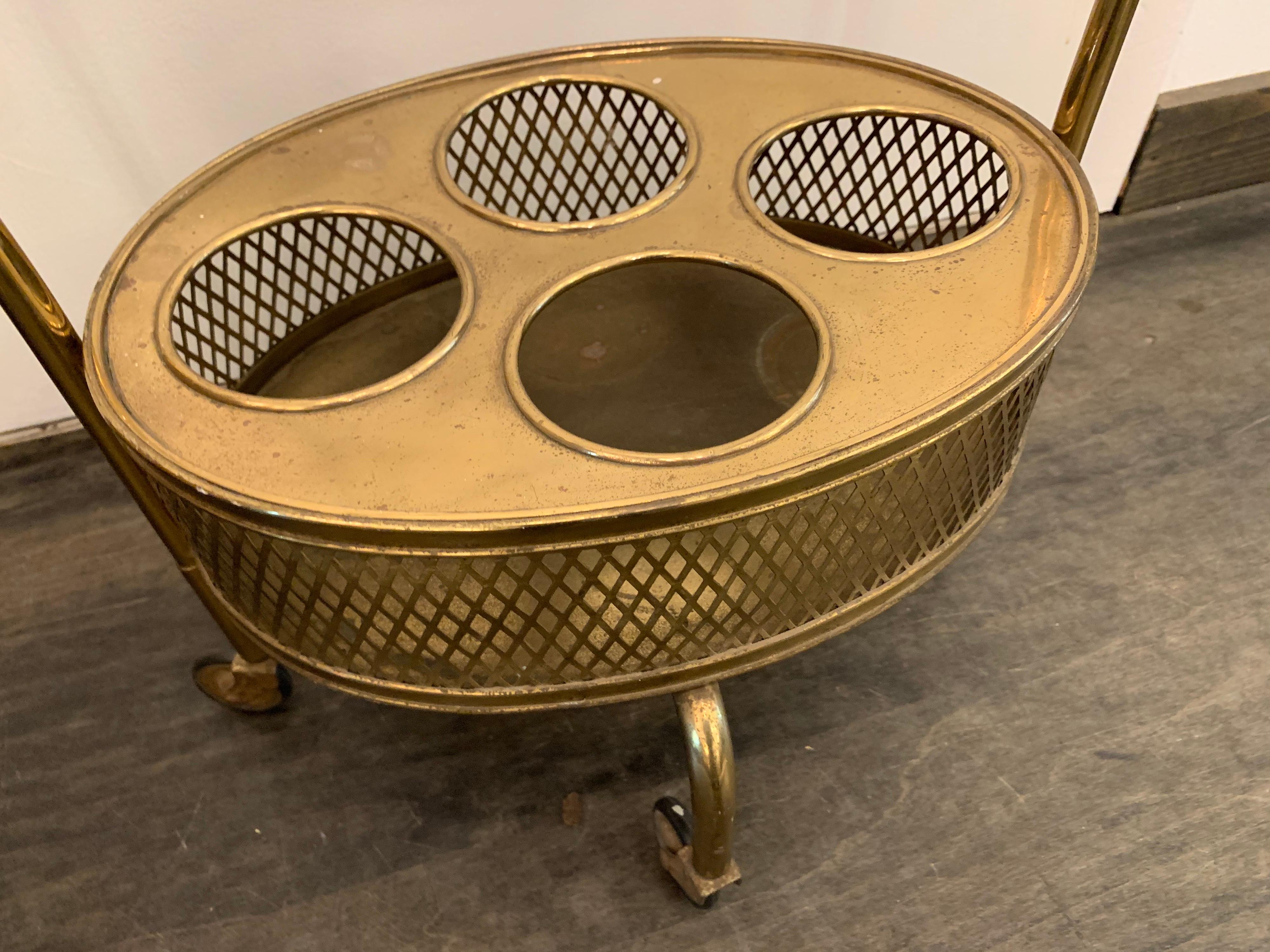 Brass Italian Art Deco Drinks Caddy/ Bar Cart For Sale