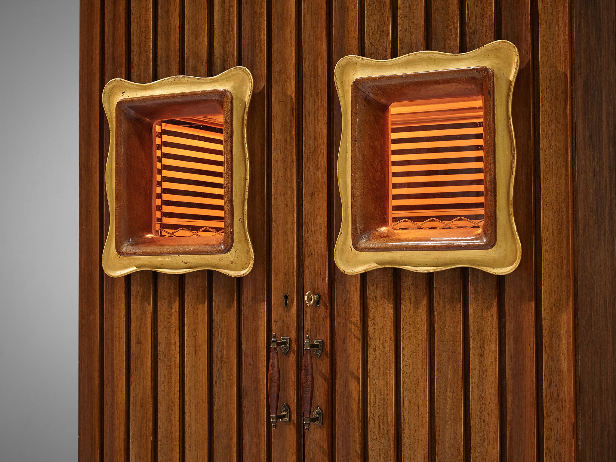 Mid-20th Century Italian Art Deco Dry Bar Cabinet in Walnut