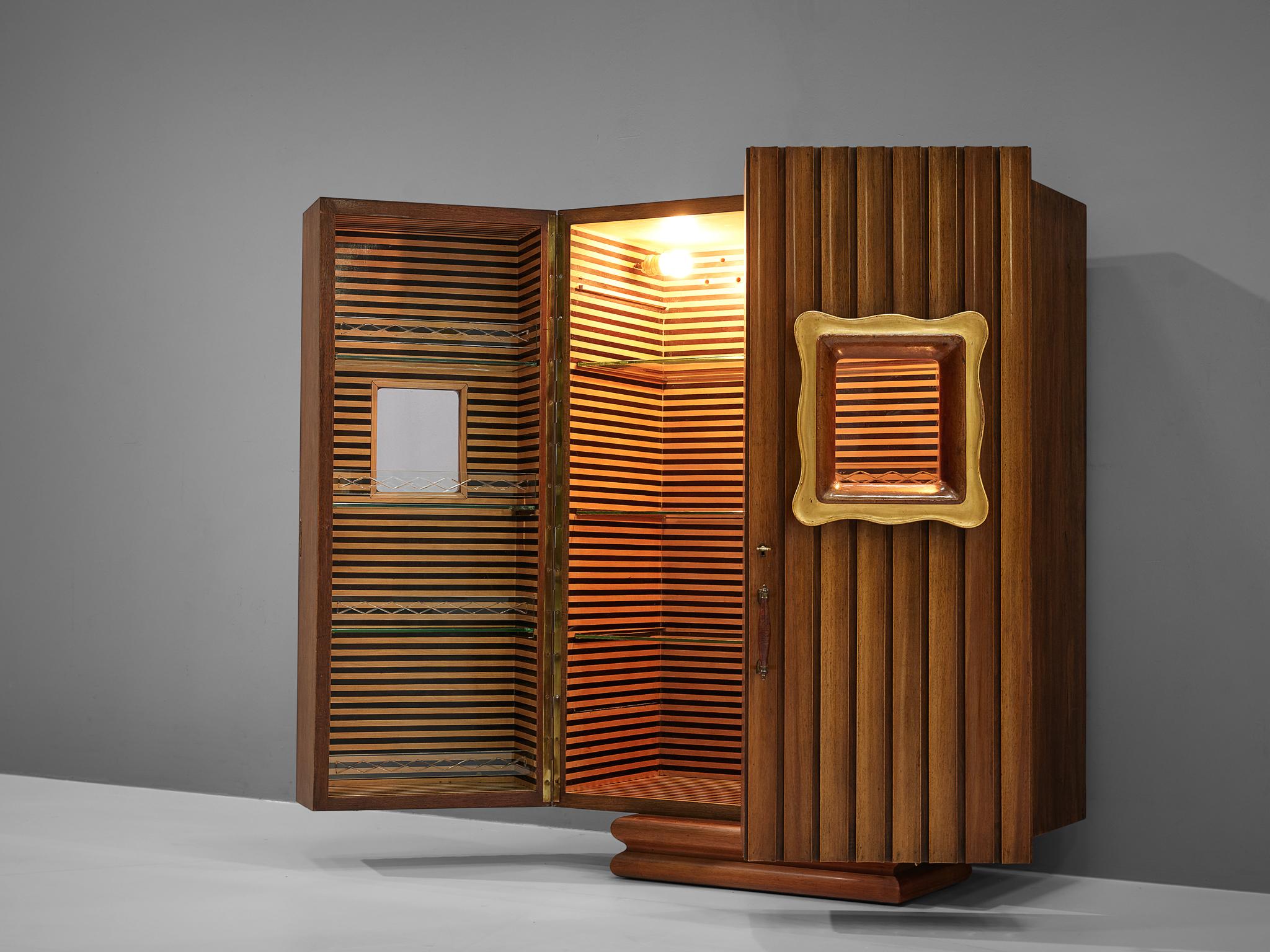 Italian Art Deco Dry Bar Cabinet in Walnut 1