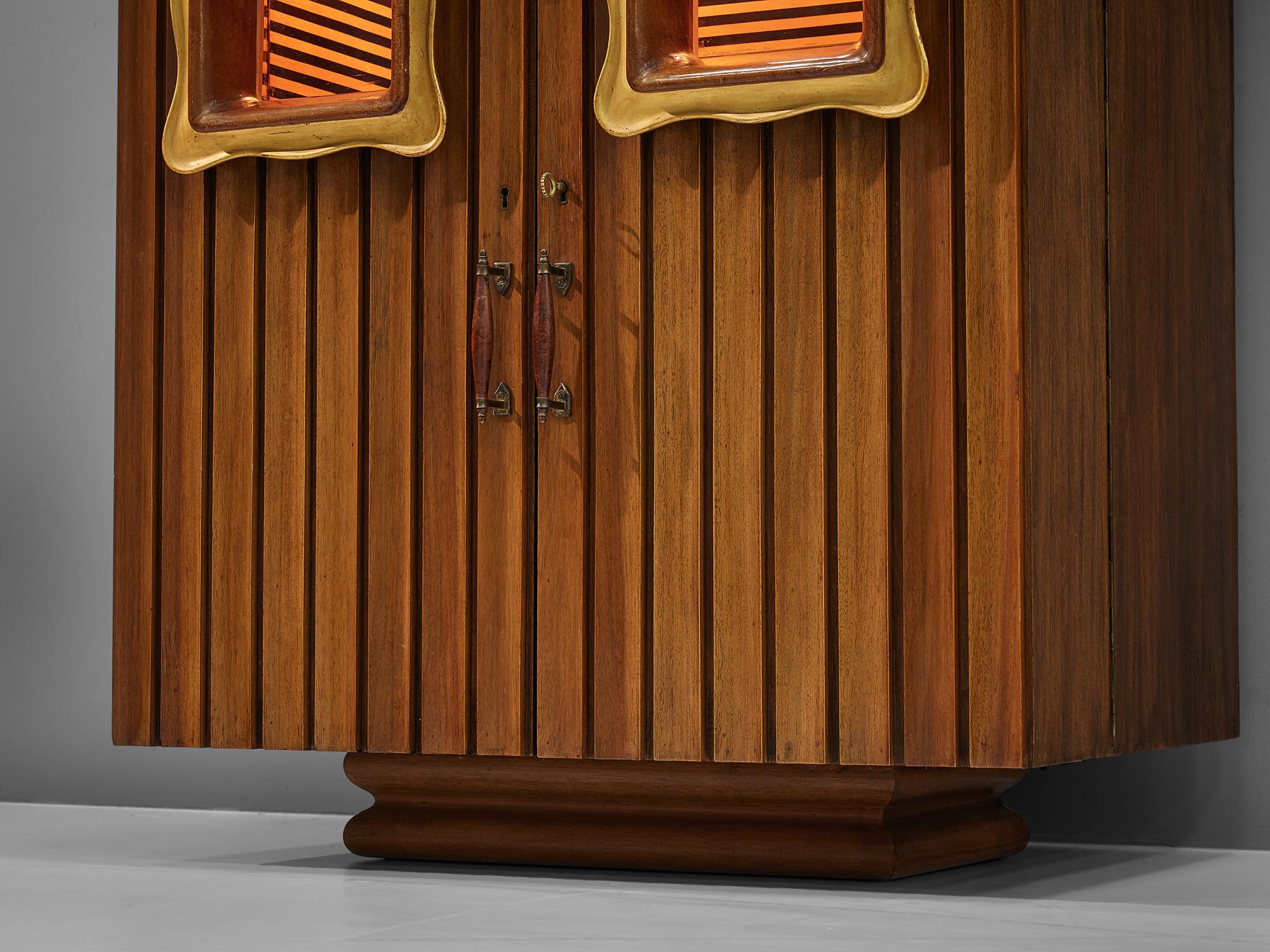 Italian Art Deco Dry Bar Cabinet in Walnut 3