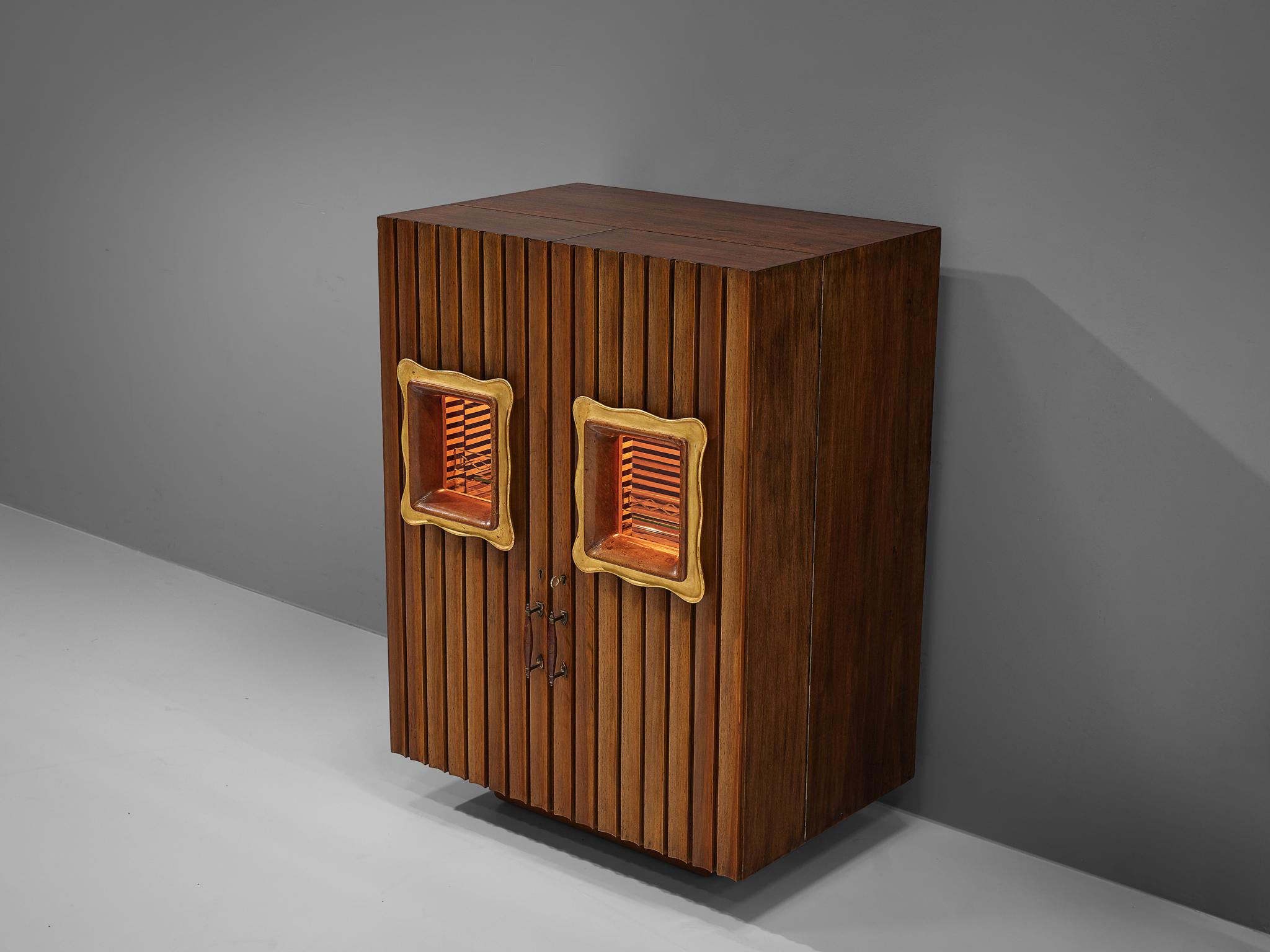 Italian Art Deco Dry Bar Cabinet in Walnut 4