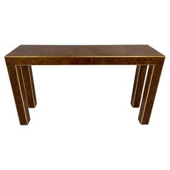 Consolle Art Deco italiana in radice di olmo e foglia d'oro